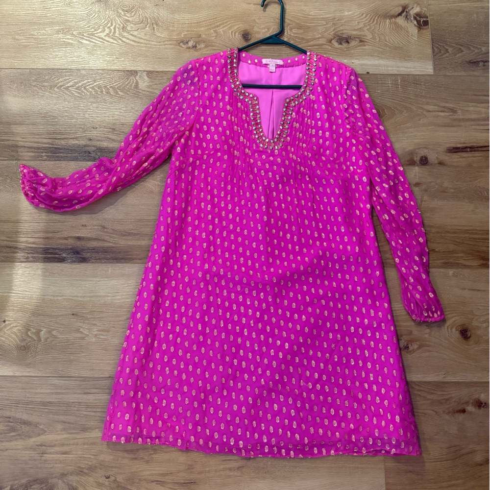 Lilly Pulitzer Pink and Gold Dress
